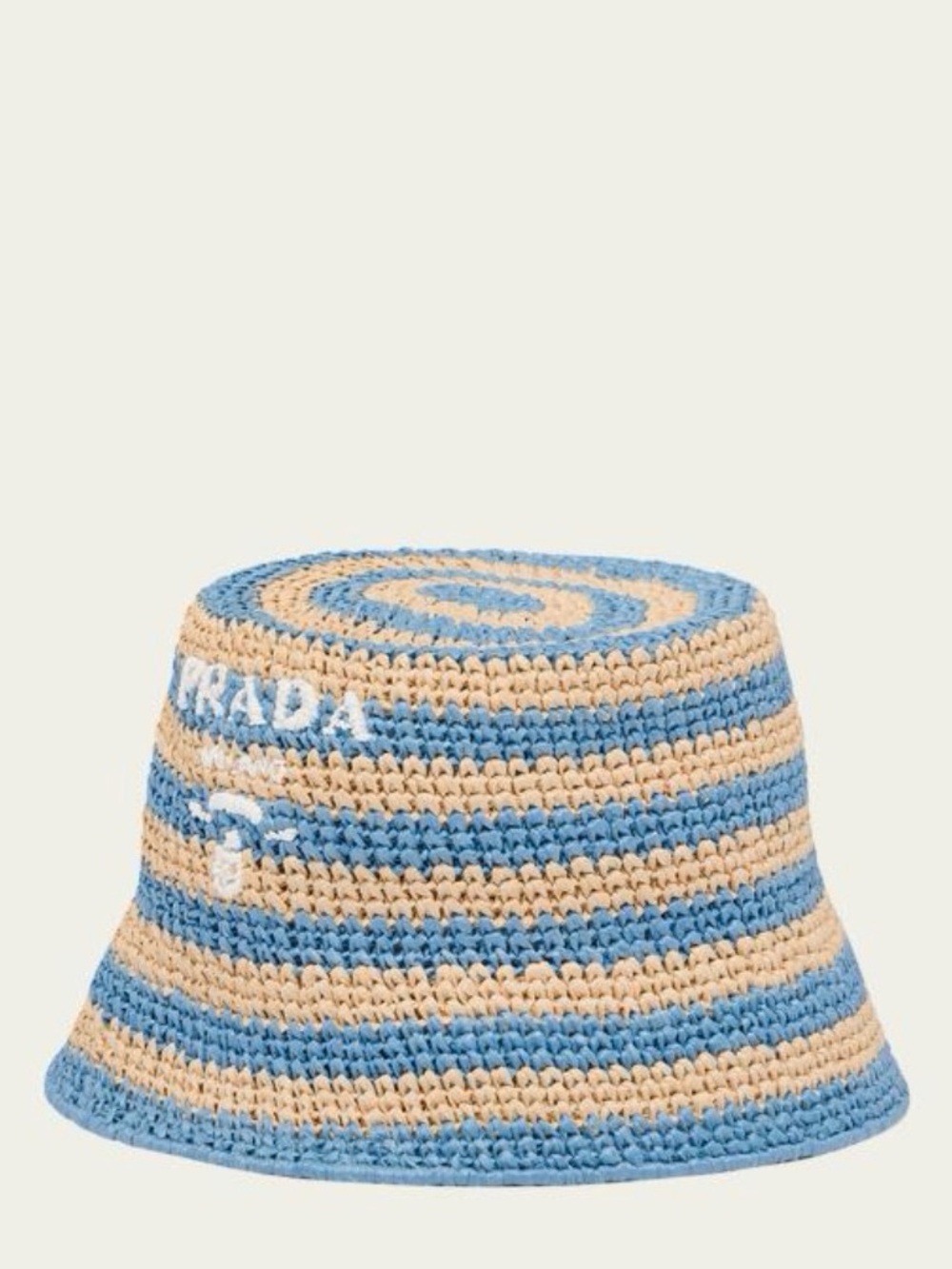 Prada Striped Straw Bucket Hat